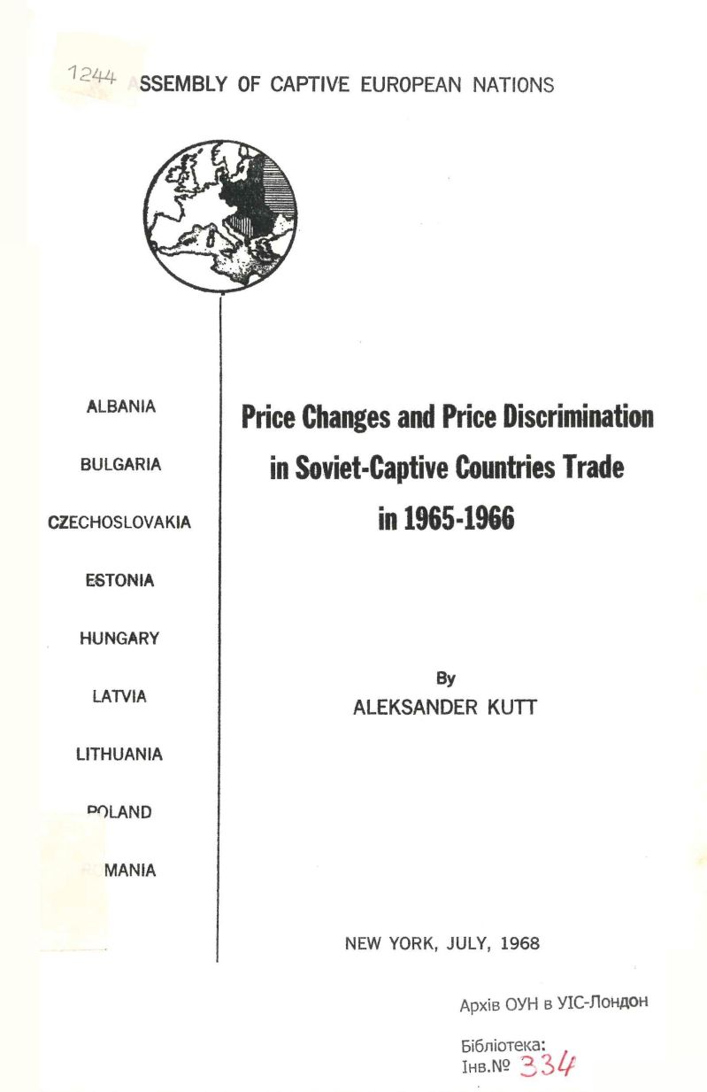 Price Changes and Price Discrimination in Soviet-Captive Countries Trade in 1965-1966