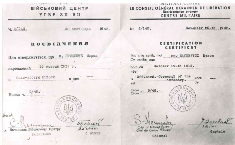 Посвідчення Гриневича