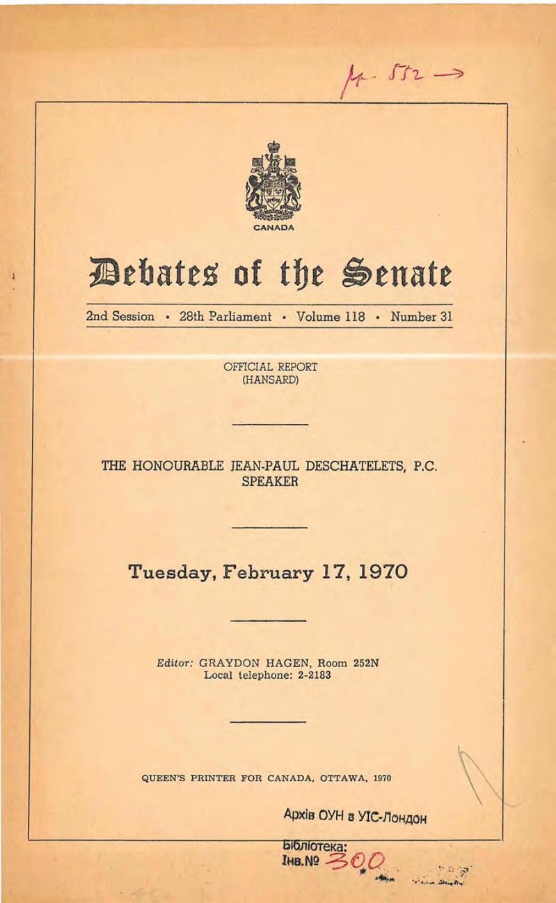 Debates of the Senate (Tuesdey, February 17, 1970)