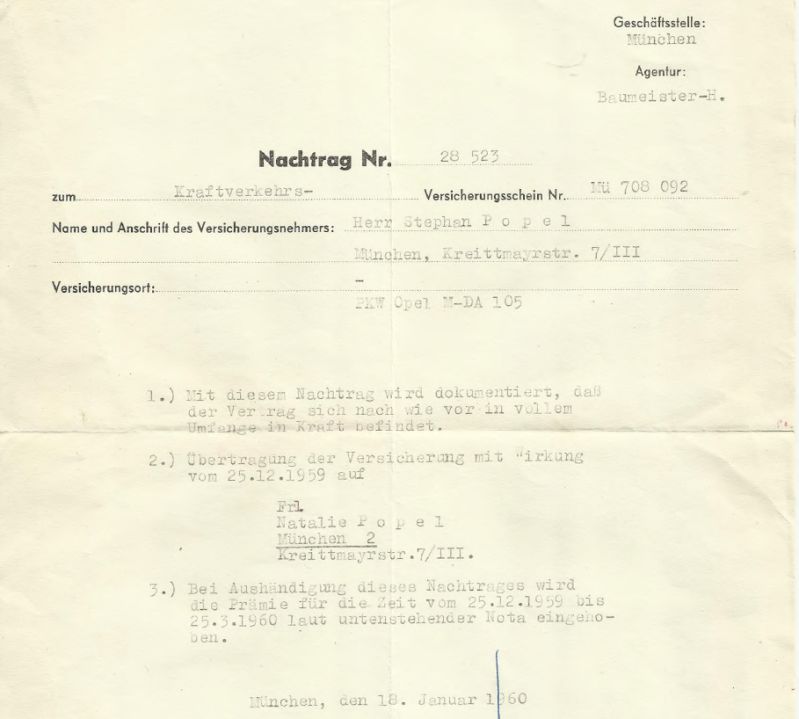 Страхувальні документи до автомобіля С. Бандери